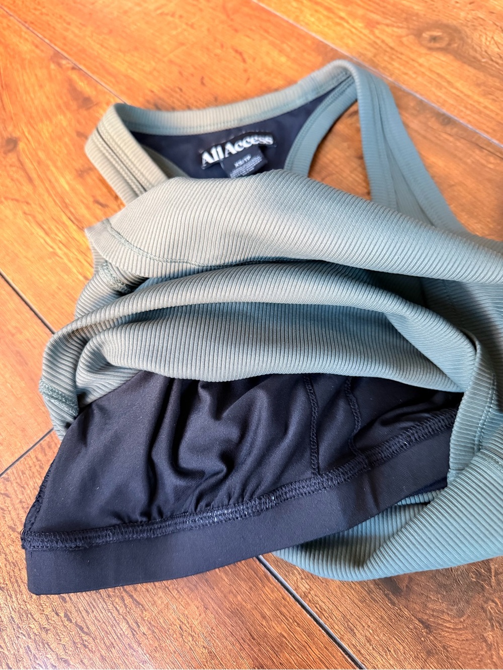 ALL ACCESS Olive Ribbed Racerback Tank Top - Picture 2 of 3